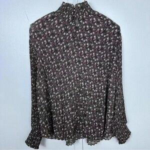 CAbi Black and Pink Floral Blouse